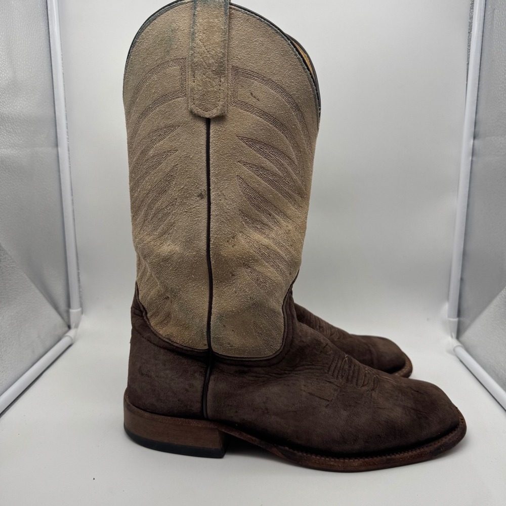 Anderson Bean Boot Company Mens Western Cowboy Boots Brown‎ Suede Square Toe